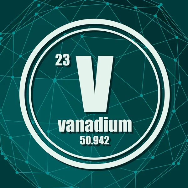 Elemento químico de vanadio . — Vector de stock