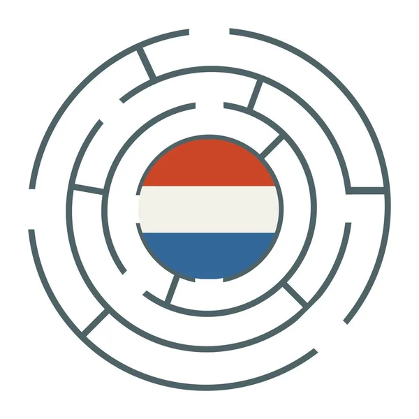 Netherlands flag in the labyrinth — Stock Vector
