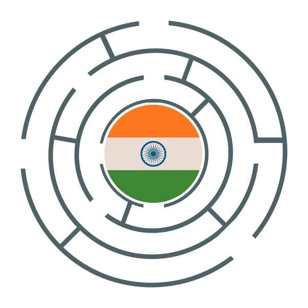 迷宫中的印度国旗 — 图库矢量图片