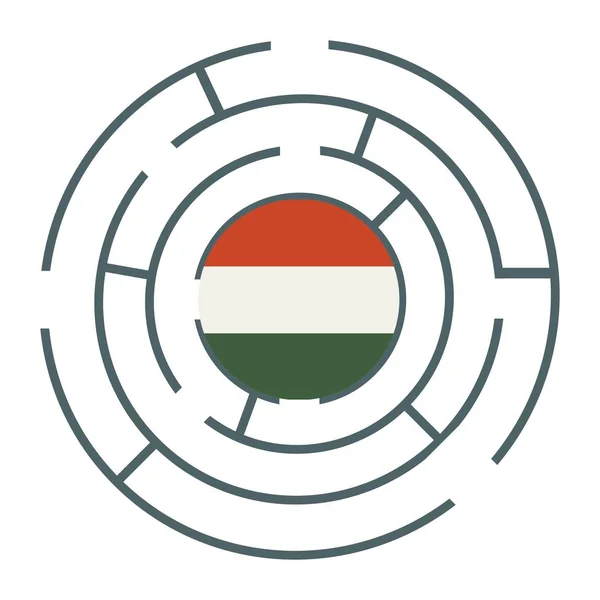 Bandera de Hungría en el laberinto — Vector de stock