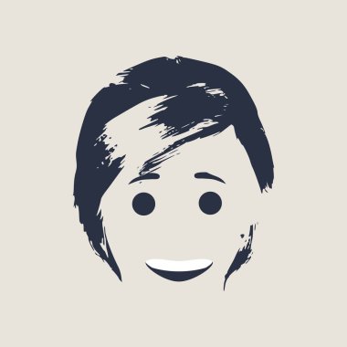 Düz karakter. Gözlü avatarlar. Gülümseyen kız mutlu. Mutlu duygular