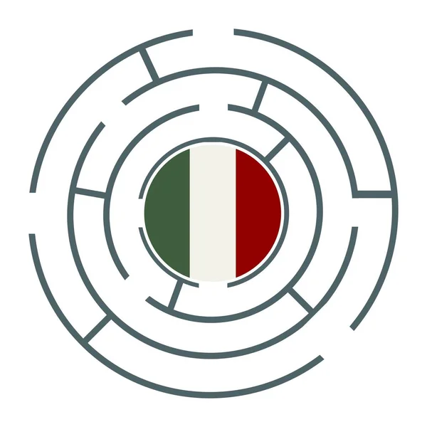 Italy flag in the labyrinth — Stock Vector