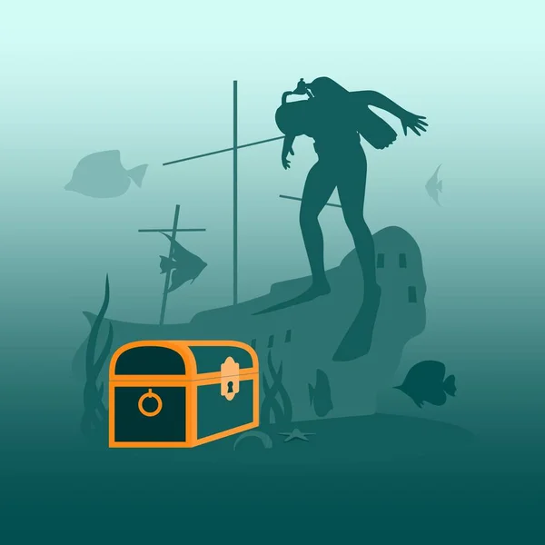 Concepto de deporte de buceo — Vector de stock