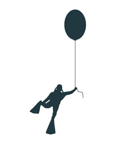 Homme volant avec ballon — Image vectorielle