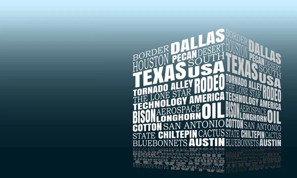 Nube de palabras Texas — Vector de stock