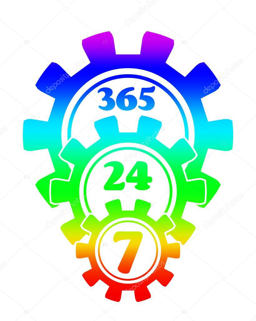 timing badge symbol 7, 24