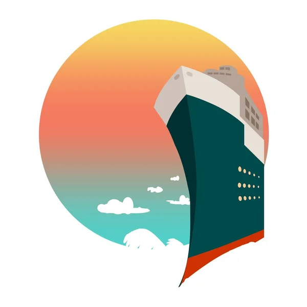 Gran crucero transoceánico al atardecer — Vector de stock