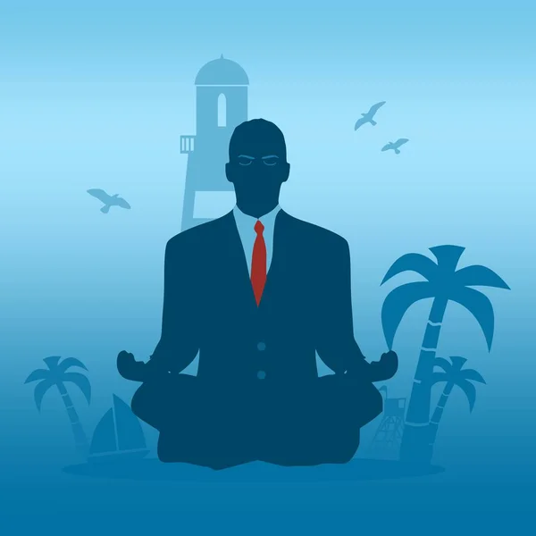 Obchodník meditace ilustrace — Stockový vektor