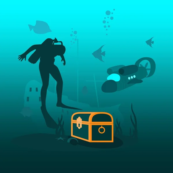 Concept de sport de plongée — Image vectorielle