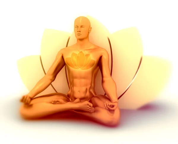 Muscular man meditation. — Stock Photo, Image