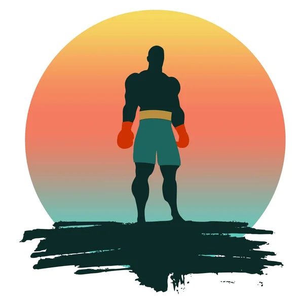 Boxer silhouet. Sportman poseren — Stockvector