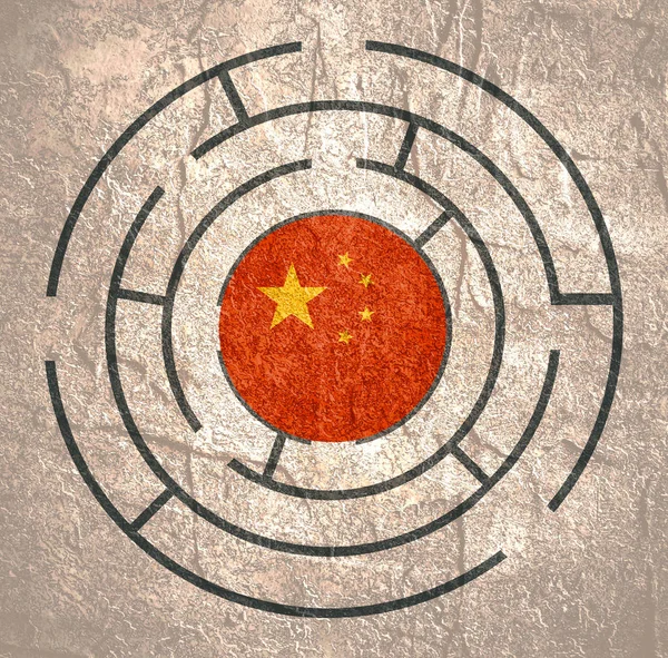 China-Flagge im Labyrinth — Stockfoto