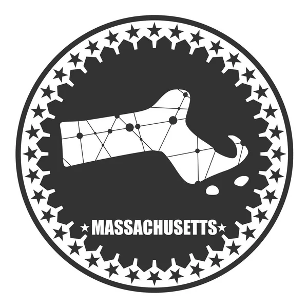 Massachusetts Mappa di stato — Vettoriale Stock