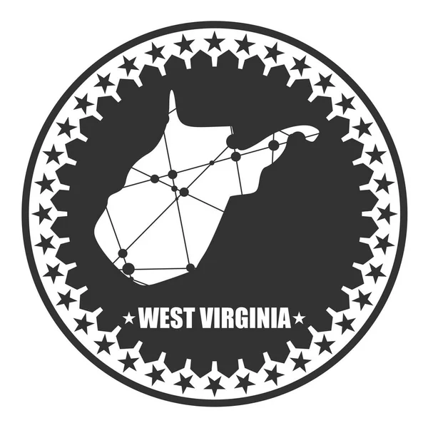 Virgínia Ocidental mapa do estado — Vetor de Stock