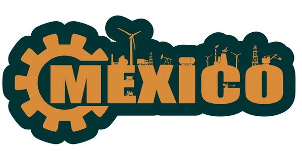 Ícones de energia e energia. México palavra — Vetor de Stock