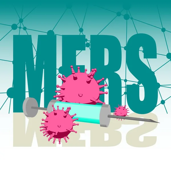 Вирус болезни MERS и шприц — стоковый вектор