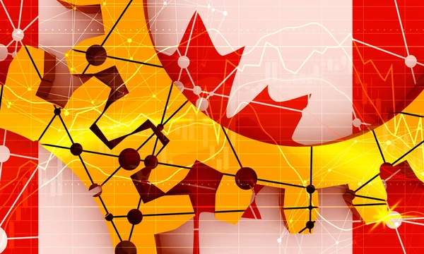Συνδεδεμένοι μεταλλικά γρανάζια υλικό. Σημαία του Καναδά — Φωτογραφία Αρχείου