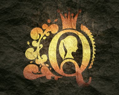 Vintage queen siluet. Ortaçağ Kraliçe profili