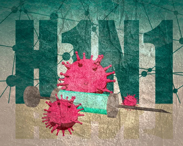 H1n1疾病病毒和注射器 — 图库照片