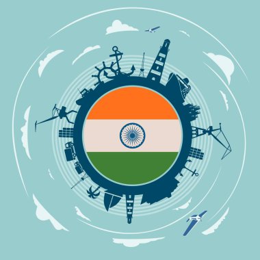 Kargo liman ve göreli siluetleri seyahat.