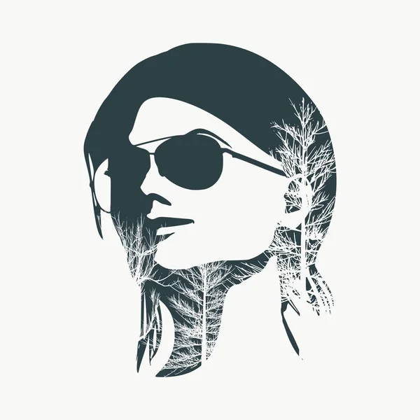 Silhouette d'une tête féminine. — Image vectorielle