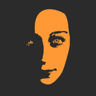 Bir kadın kafası silueti..