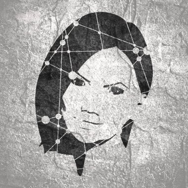 Bir kadın kafası silueti..