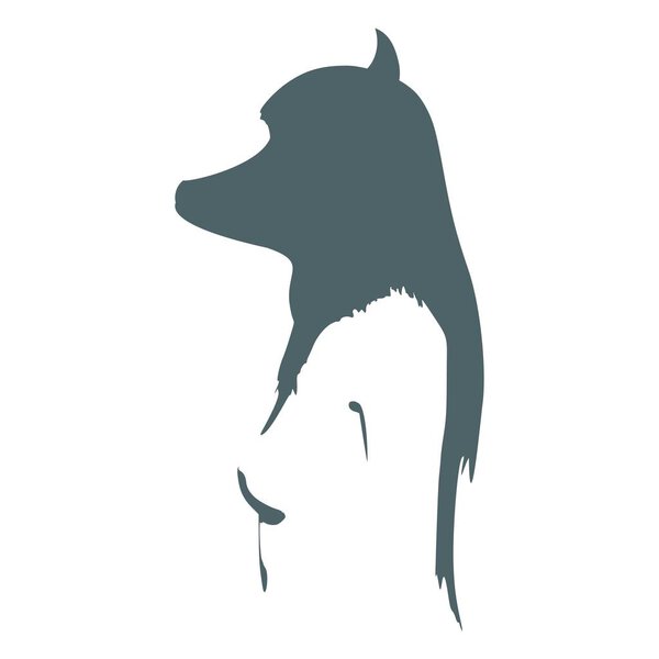Silhouettes of dog woman