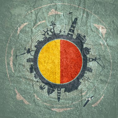 Kargo liman ve göreli siluetleri seyahat.