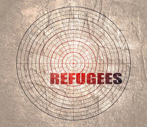 Menekültek szövege rácsban — Stock Fotó