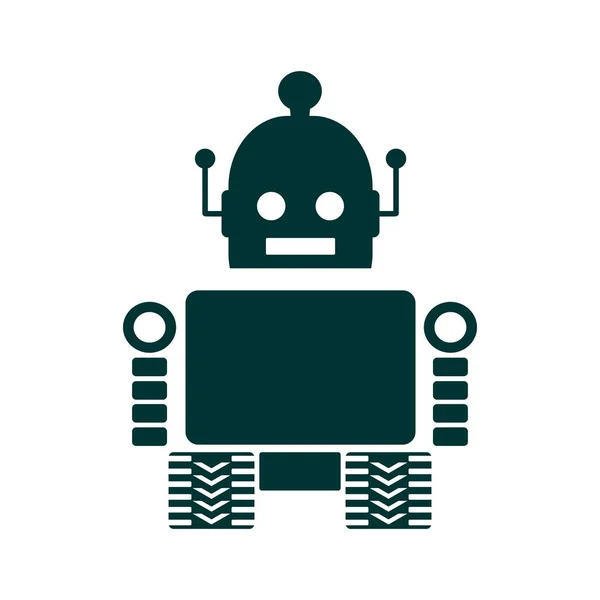 Schattig vintage robot silhouet — Stockvector