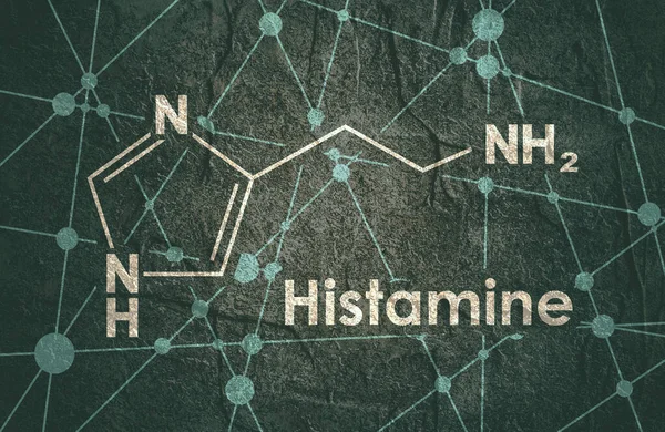 Wzór chemiczny histaminy na tablicy — Zdjęcie stockowe