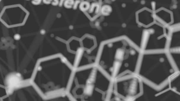 Estructura de la molécula de progesterona. — Vídeo de stock