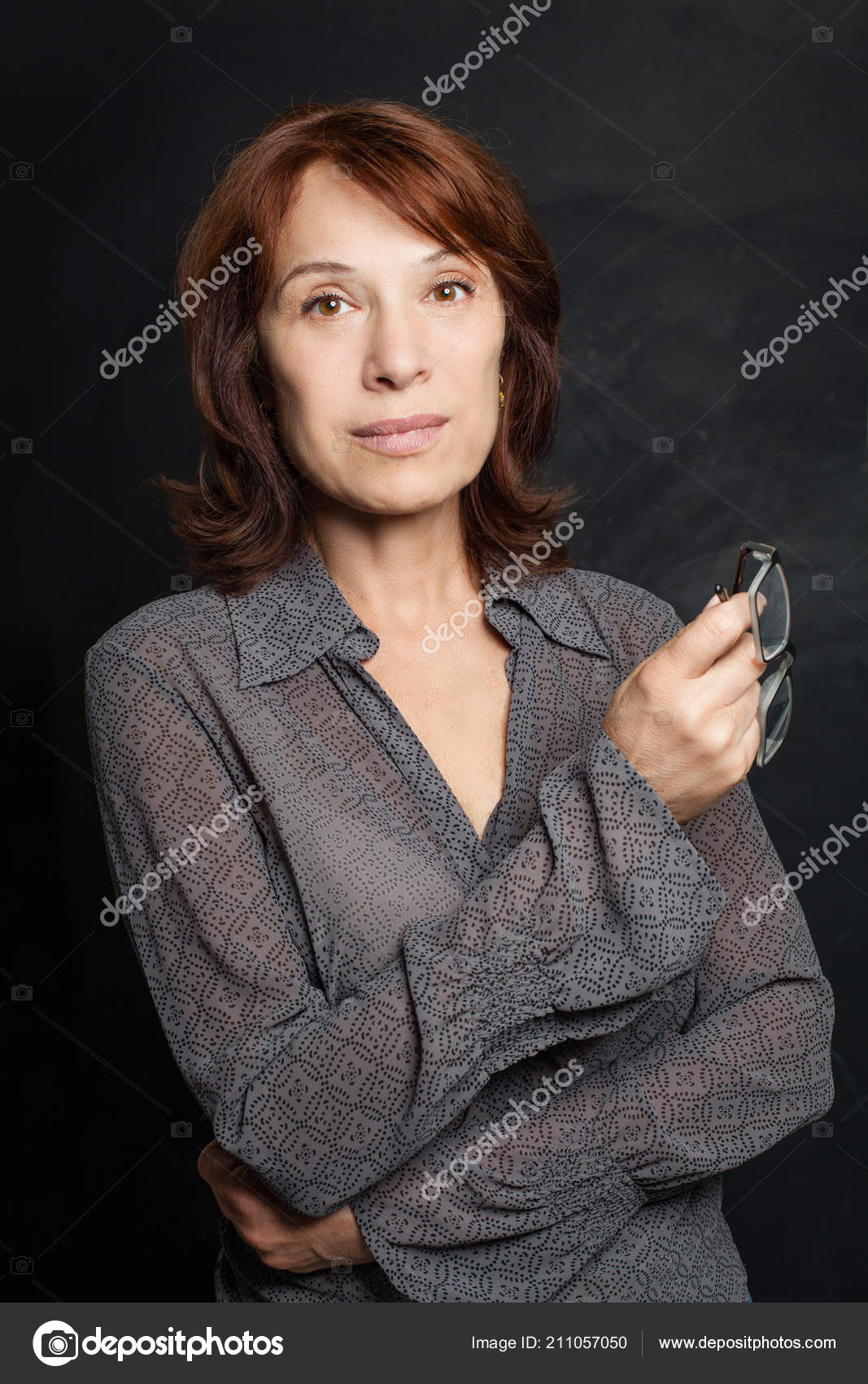 Mature Women Glasses Beautiful Mature Woman Glasses Portrait — Stock