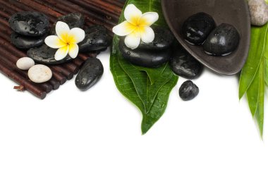 taşlar beyaz masa sağlıklı tedavi Spa tropikal çiçeklerle
