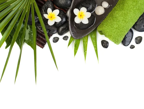 Spa Tropical Leaves Wellness Objects Healthy Therapy Table Background — Stock Photo, Image