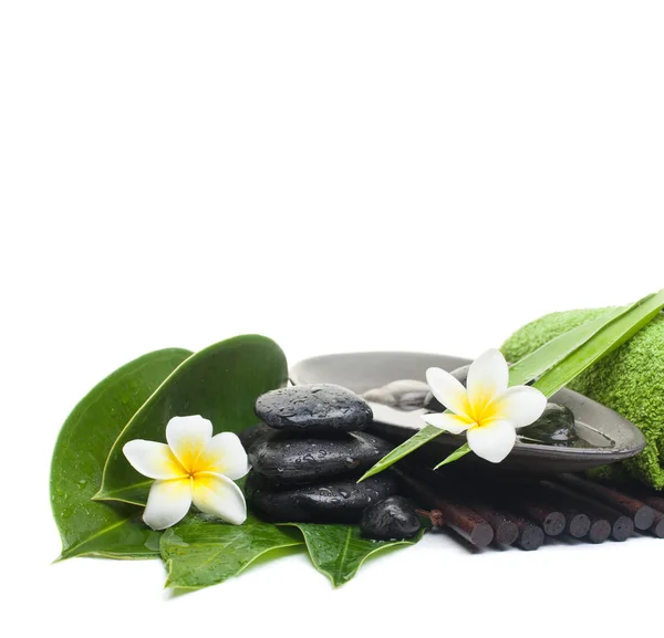 Spa Tropenset Mit Blume Auf Teller Für Eine Gesunde Therapie — Stockfoto