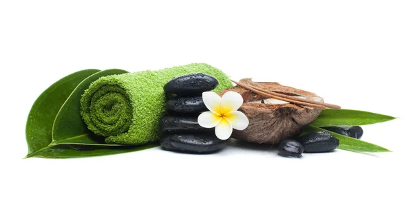 Tropische Wellness Objekte Mit Kerze Für Eine Gesunde Therapie Massage — Stockfoto