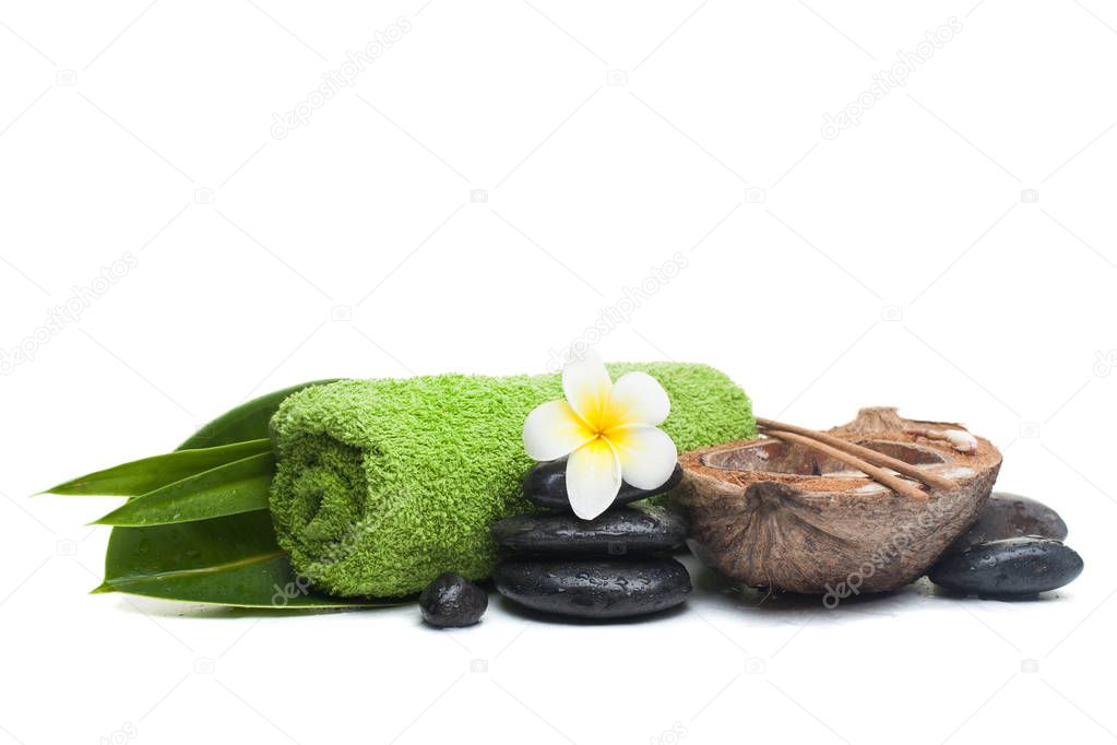 spa tropical objects for relax therapy on white background.