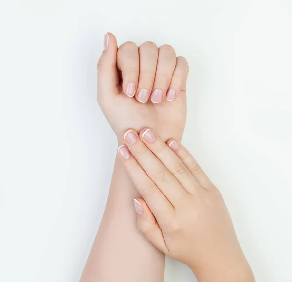 Concepto Manicura Sobre Fondo Blanco Mano Femenina — Foto de Stock