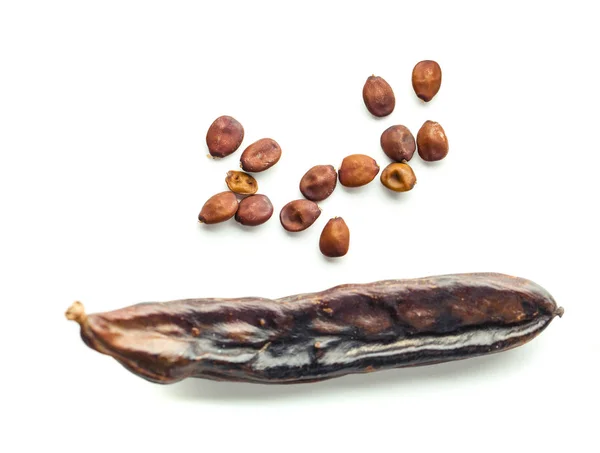 Carob Pods Seeds White Background — Stock Photo, Image