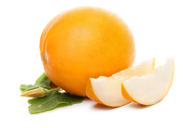 Melon Melon Jaune Doux Bio Sain Sur Fond Blanc — Photo