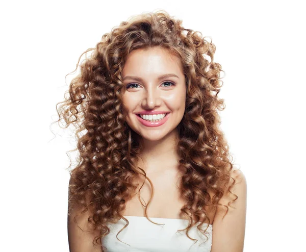 Mutlu kadın üzerinde beyaz izole. Olumlu duygu. Etkileyici yüz ifadeleri