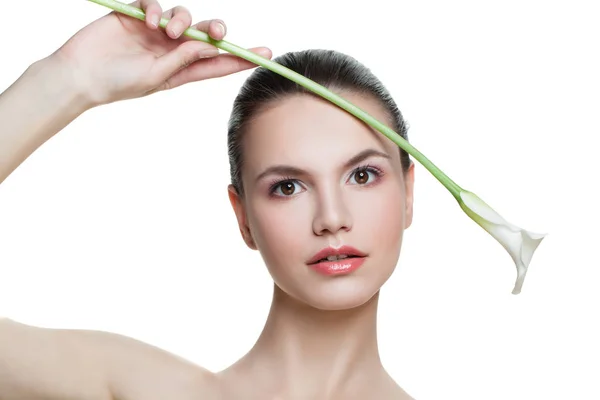 Chica Del Spa Aislada Sobre Fondo Blanco Tratamiento Facial Cosmetología — Foto de Stock