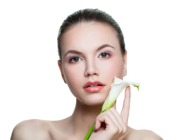 Young Healthy Woman Spa Model Portrait Beautiful Female Face Isolated — Stock Photo, Image