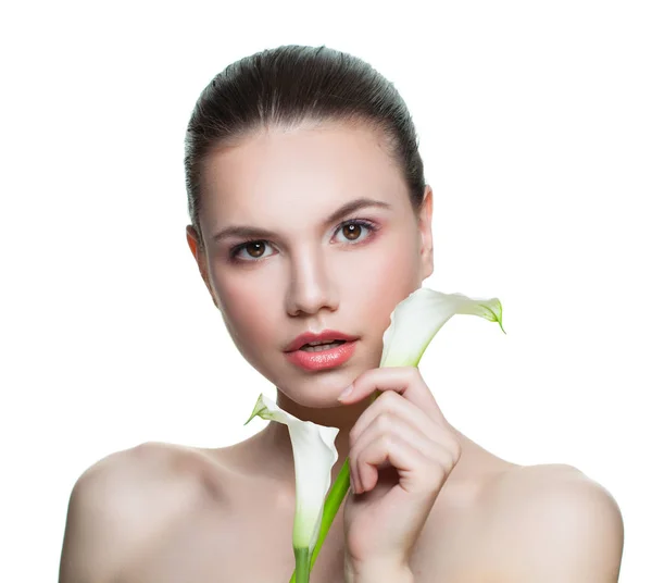 Spa Woman Face Isolated White Background Facial Treatment Cosmetology Beauty — Stock Photo, Image