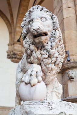 Palazzo Vecchio, Florence Loggia dei Lanzi, Florence aslan heykeli. Aslan Medici, Firenze yerler