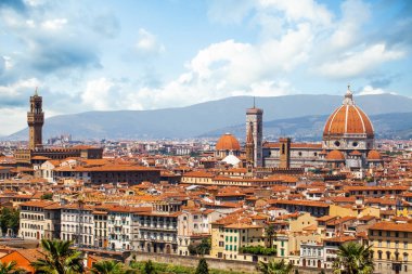 Yatay, İtalya Floransa eski kule eski saray Palazzo Vecchio, Floransa Duomo, Basilica di Santa Maria del Fiore. Firenze yerler
