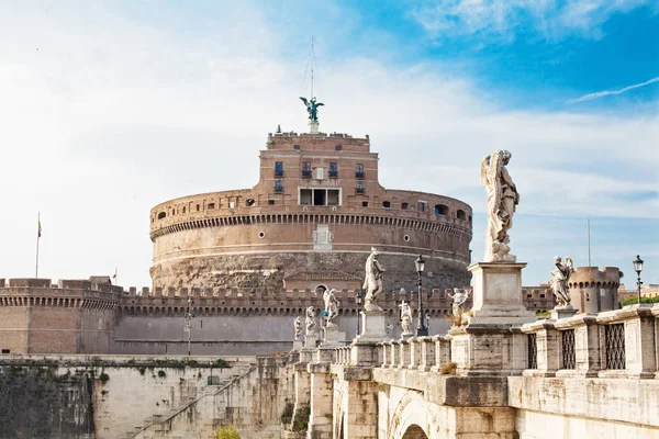 Рим Италия Ориентир Замок Святого Ангела Мост — стоковое фото