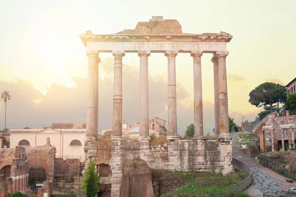 Ruinas Del Foro Roma Templo Saturno Roma Ciudad Etérea Detalles —  Fotos de Stock